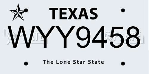 WYY9458 Texas License Plate