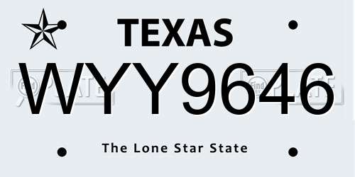 WYY9646 Texas License Plate