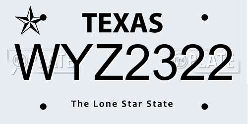 WYZ2322 Texas License Plate