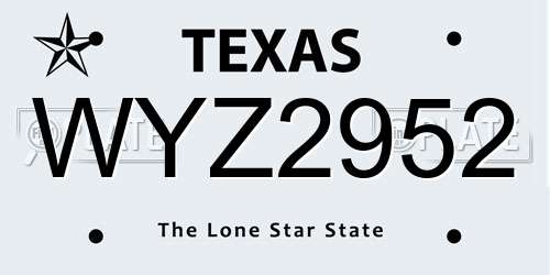 WYZ2952 Texas License Plate