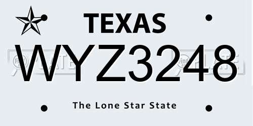 WYZ3248 Texas License Plate