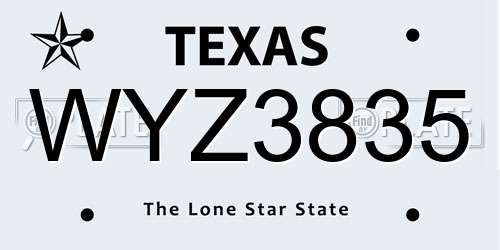 WYZ3835 Texas License Plate