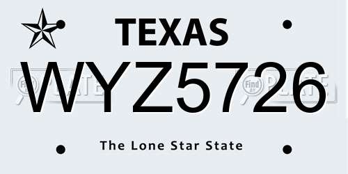 WYZ5726 Texas License Plate