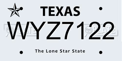 WYZ7122 Texas License Plate
