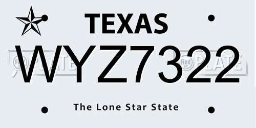 WYZ7322 Texas License Plate