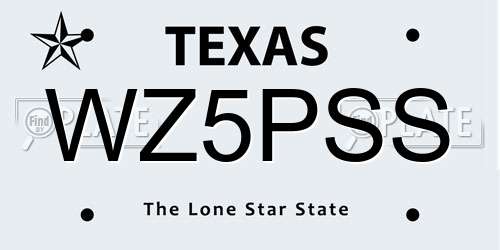 WZ5PSS Texas License Plate