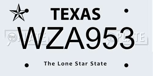 WZA953 Texas License Plate