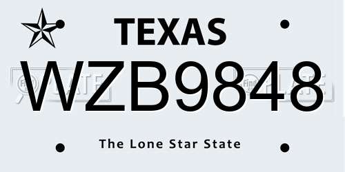 WZB9848 Texas License Plate