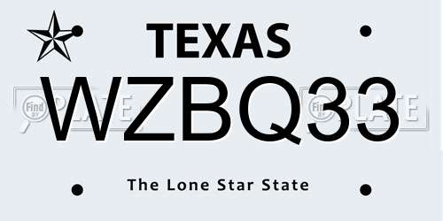 WZBQ33 Texas License Plate