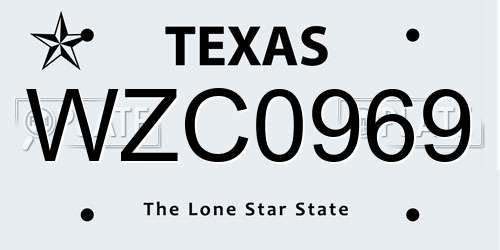 WZC0969 Texas License Plate