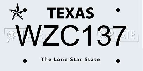 WZC137 Texas License Plate