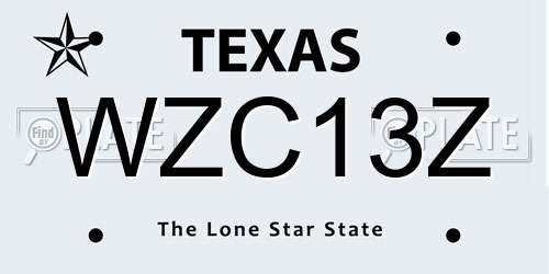WZC13Z Texas License Plate