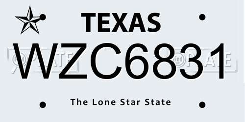 WZC6831 Texas License Plate