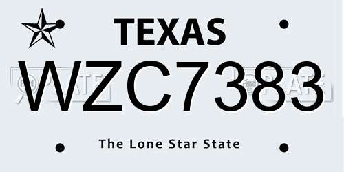 WZC7383 Texas License Plate