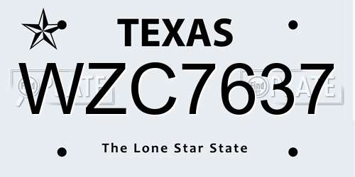 WZC7637 Texas License Plate