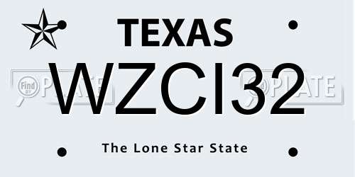 WZCI32 Texas License Plate