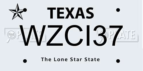 WZCI37 Texas License Plate