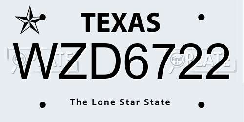 WZD6722 Texas License Plate