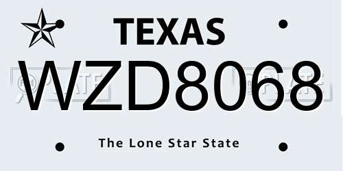 WZD8068 Texas License Plate