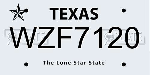 WZF7120 Texas License Plate