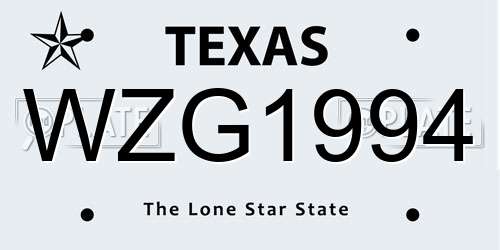 WZG1994 Texas License Plate