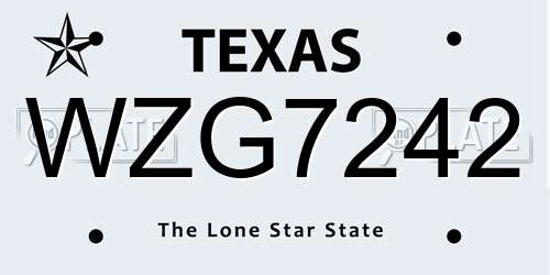 WZG7242 Texas License Plate