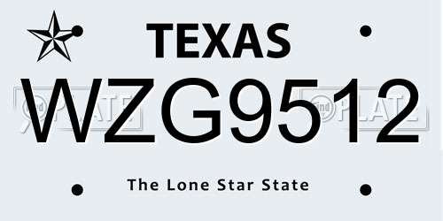 WZG9512 Texas License Plate