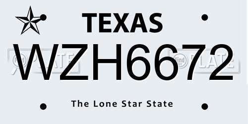 WZH6672 Texas License Plate