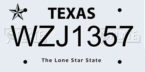 WZJ1357 Texas License Plate