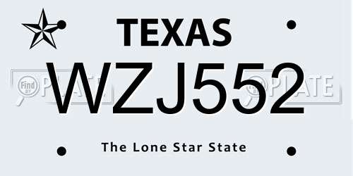 WZJ552 Texas License Plate