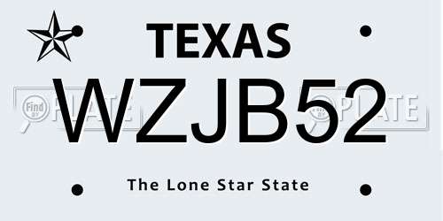 WZJB52 Texas License Plate