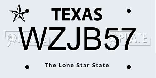WZJB57 Texas License Plate