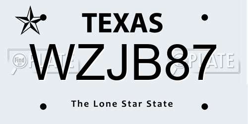 WZJB87 Texas License Plate
