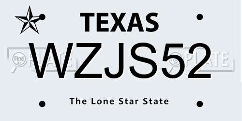WZJS52 Texas License Plate