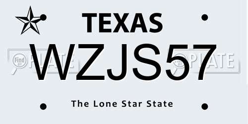 WZJS57 Texas License Plate