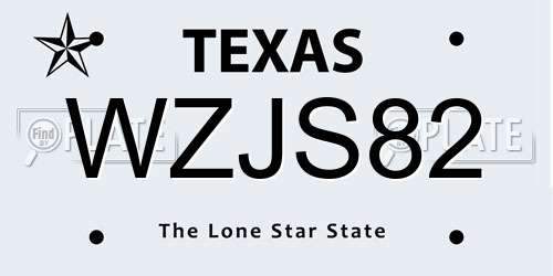 WZJS82 Texas License Plate