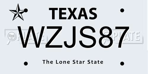 WZJS87 Texas License Plate