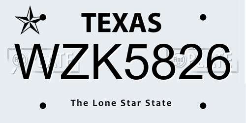 WZK5826 Texas License Plate