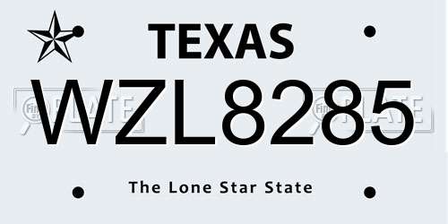 WZL8285 Texas License Plate