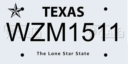 WZM1511 Texas License Plate