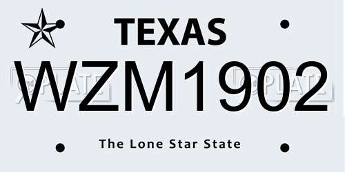 WZM1902 Texas License Plate