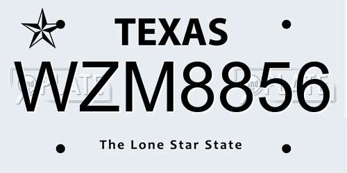 WZM8856 Texas License Plate