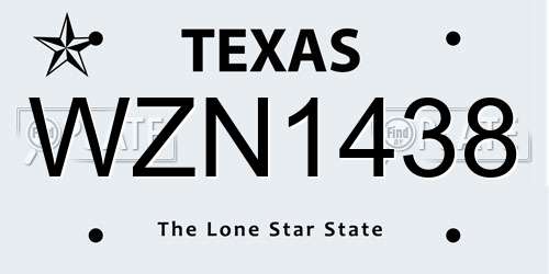 WZN1438 Texas License Plate