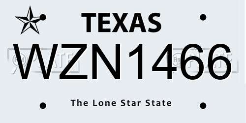 WZN1466 Texas License Plate