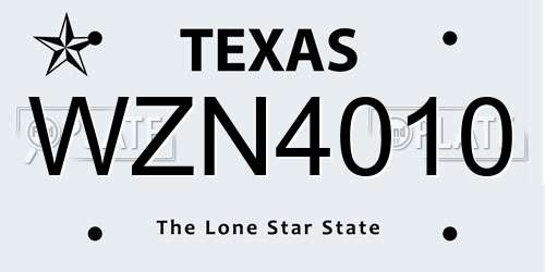 WZN4010 Texas License Plate