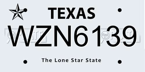 WZN6139 Texas License Plate