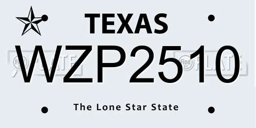 WZP2510 Texas License Plate