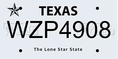 WZP4908 Texas License Plate