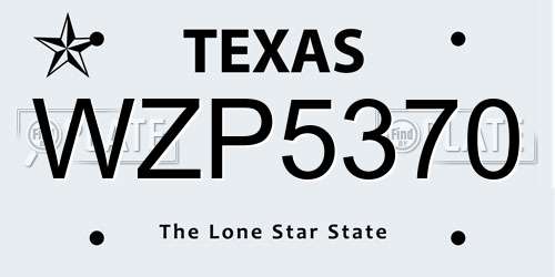 WZP5370 Texas License Plate