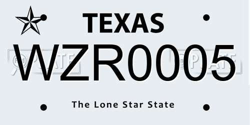 WZR0005 Texas License Plate